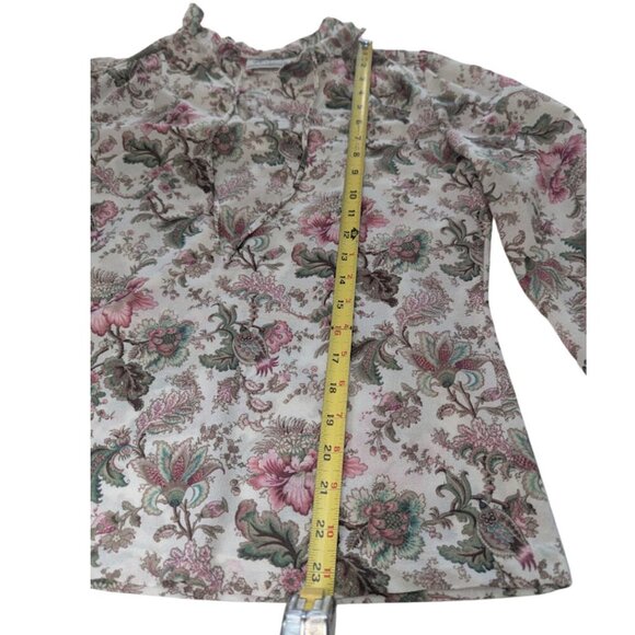 Vintage Teddi of California Floral Blouse | Ruffle Collar Long Sleeve Top *SZ12 - Picture 7 of 11